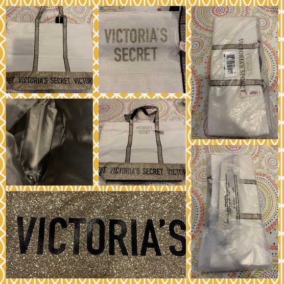 Victoria's Secret Handbags - BNWT Victoria’sSecret Zippered Canvas GlitterTote